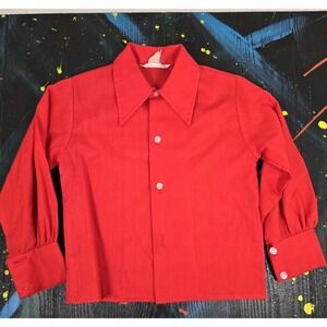 VTG Children Sears Roebuck Red Button Up Shirt SZ 4